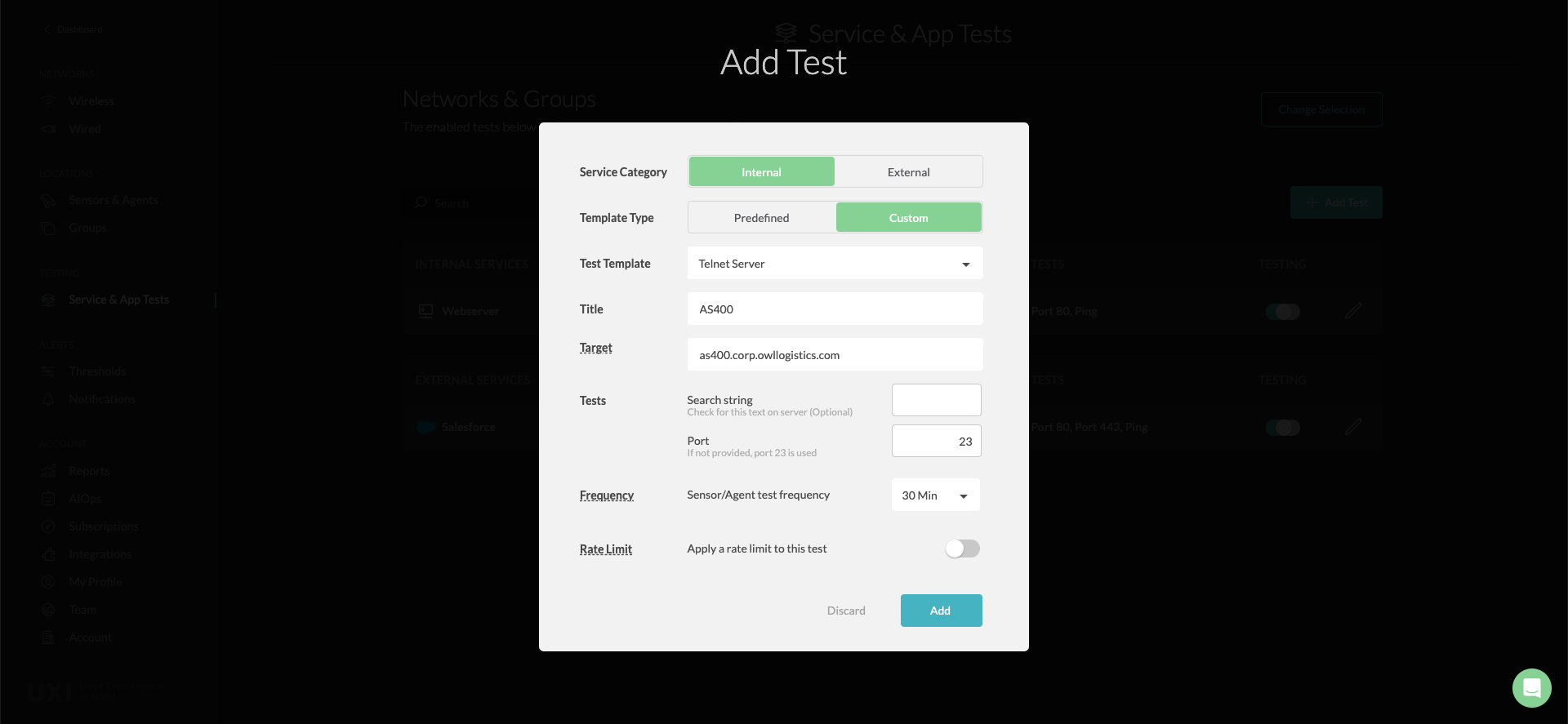 Add Telnet Test