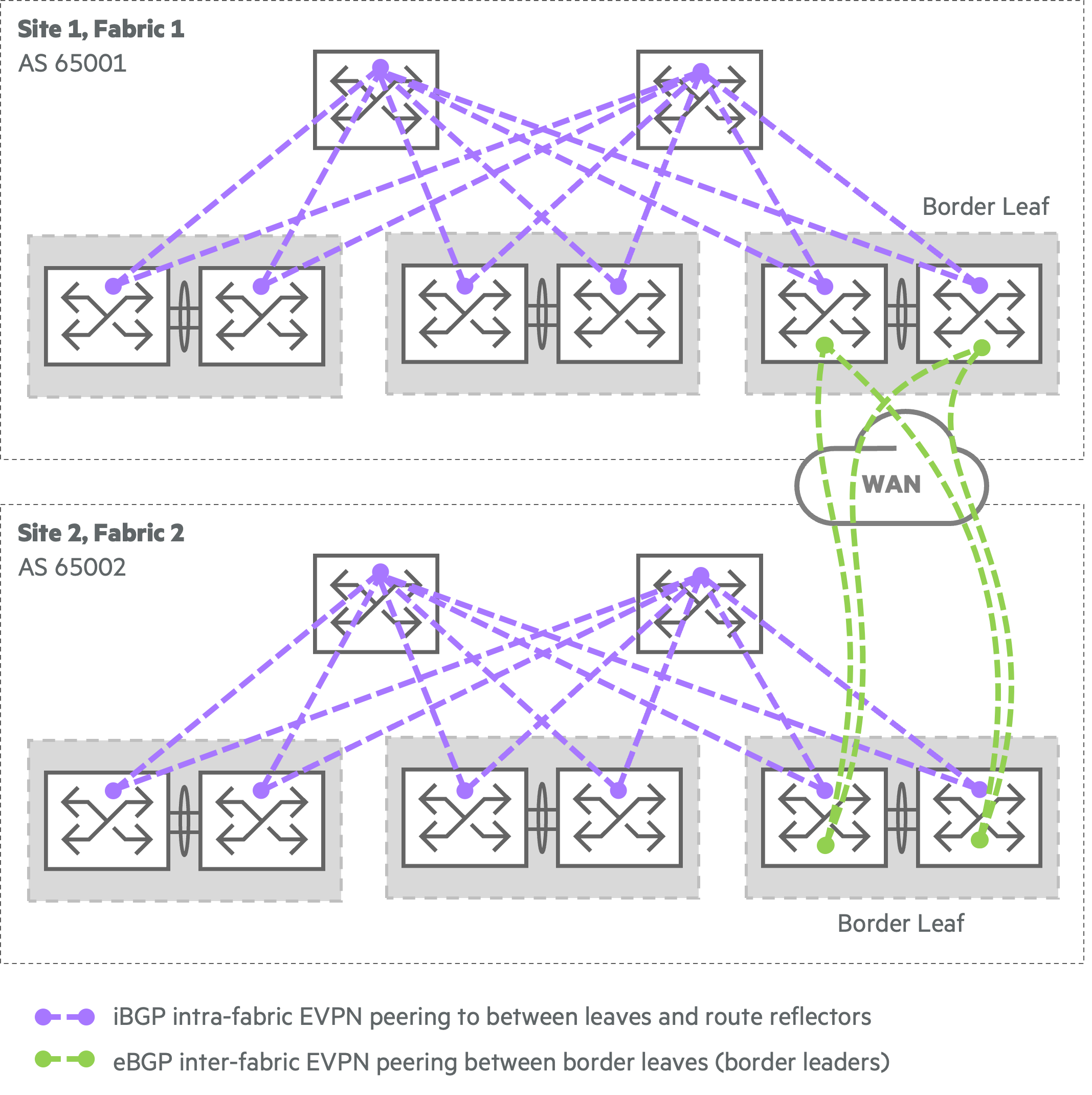 **Multifabric BGP control plane peerings**